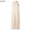 ZANZEA Women Elegant Casual Round Neck Loose Sleeveless Long Jumpsuits