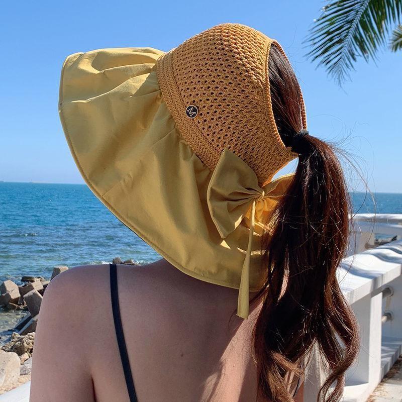 New bucket hat sun hat versatile sun hat big eaves hat bow face covering sun protection hat summer women