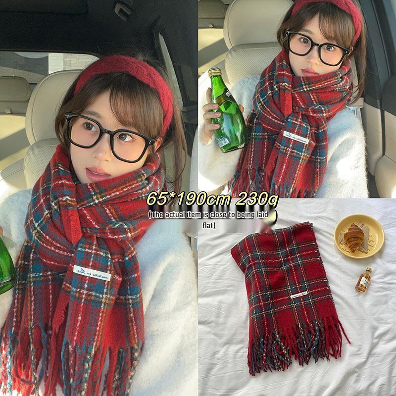 Festive Collection: Red Scarves & Imitation Cashmere Shawls - Cozy Winter Gifts & Soft Neck Warmers