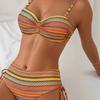 Print Bikini Sets Tie Side Cut Out High Waist High Cut Two Pieces Swimsuit Women's Backless Swimwear Bathing Suits