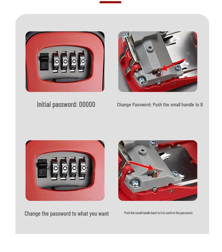 Wall-Mounted Key Lock Box for Temporary Sites with Peephole - No Drill Installation