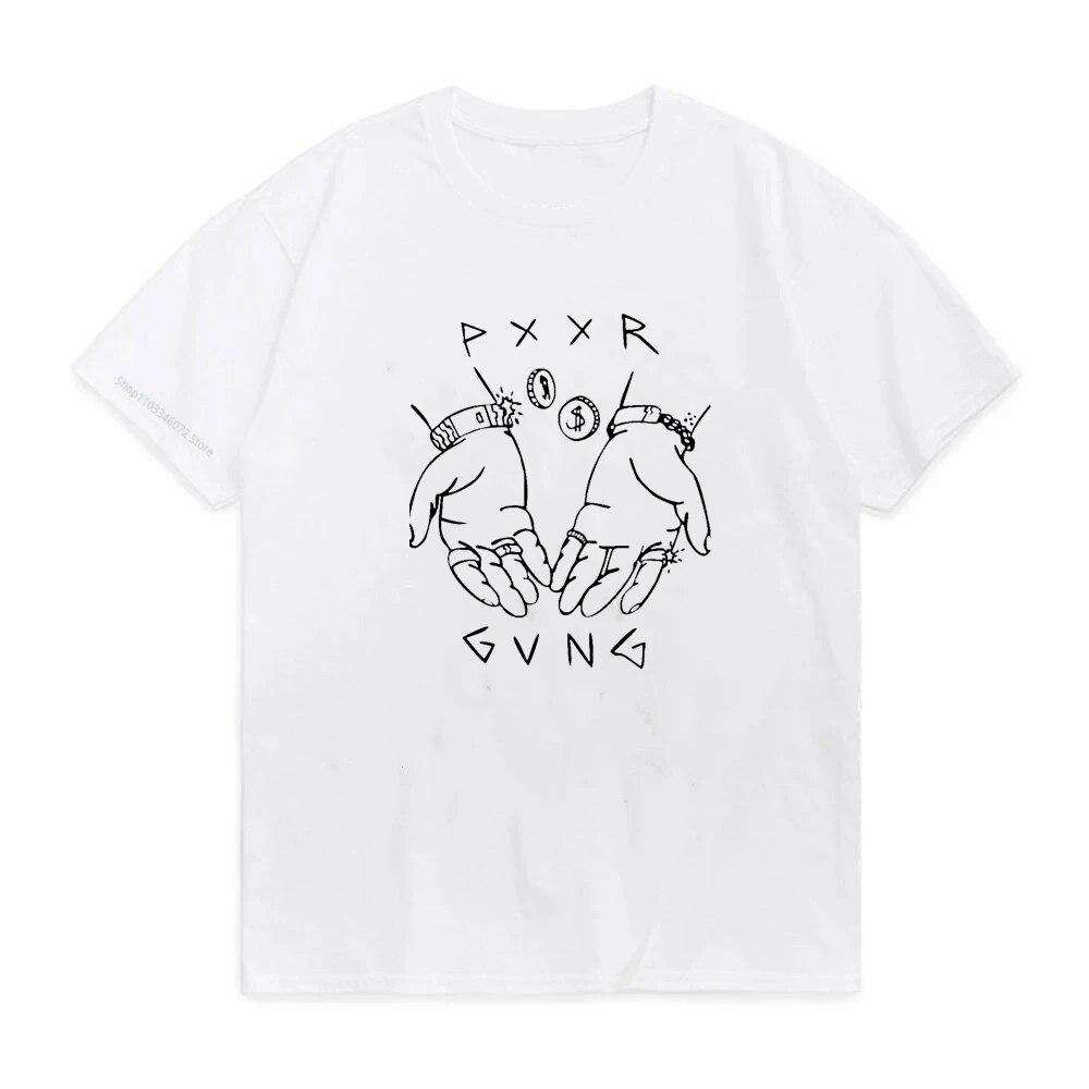 Pxxr Gvng Trička The White Family Tričko s kulatým výstřihem Oversized Unisex Bavlněné s krátkým rukávem Letní grafická trička
