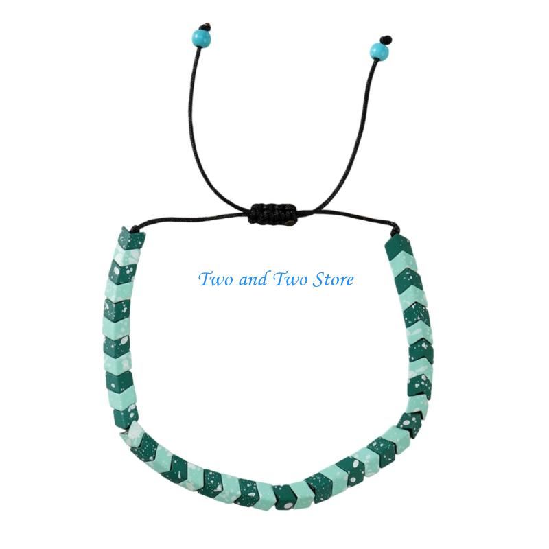HX6F Handmade Adjustable Bracelet Geometric Beads Unique Design Jewelry Gift Item