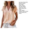 Women Shirt V-Neck Buttons Half Placket Short Sleeve Shirt Tops Solid Color Patch Pockets Loose Fit Summer Casual Shirt
