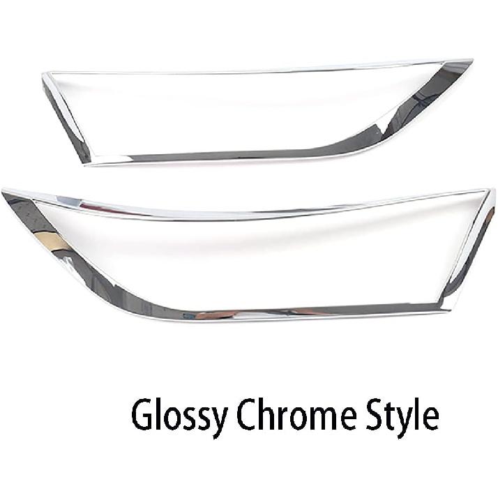 Car Accessories Fit for Toyota RAV4 2019 2020 2021 2022 Headlight Lamps Cover Trim Bezel (Glossy Chrome Style) ABS 2 PCS