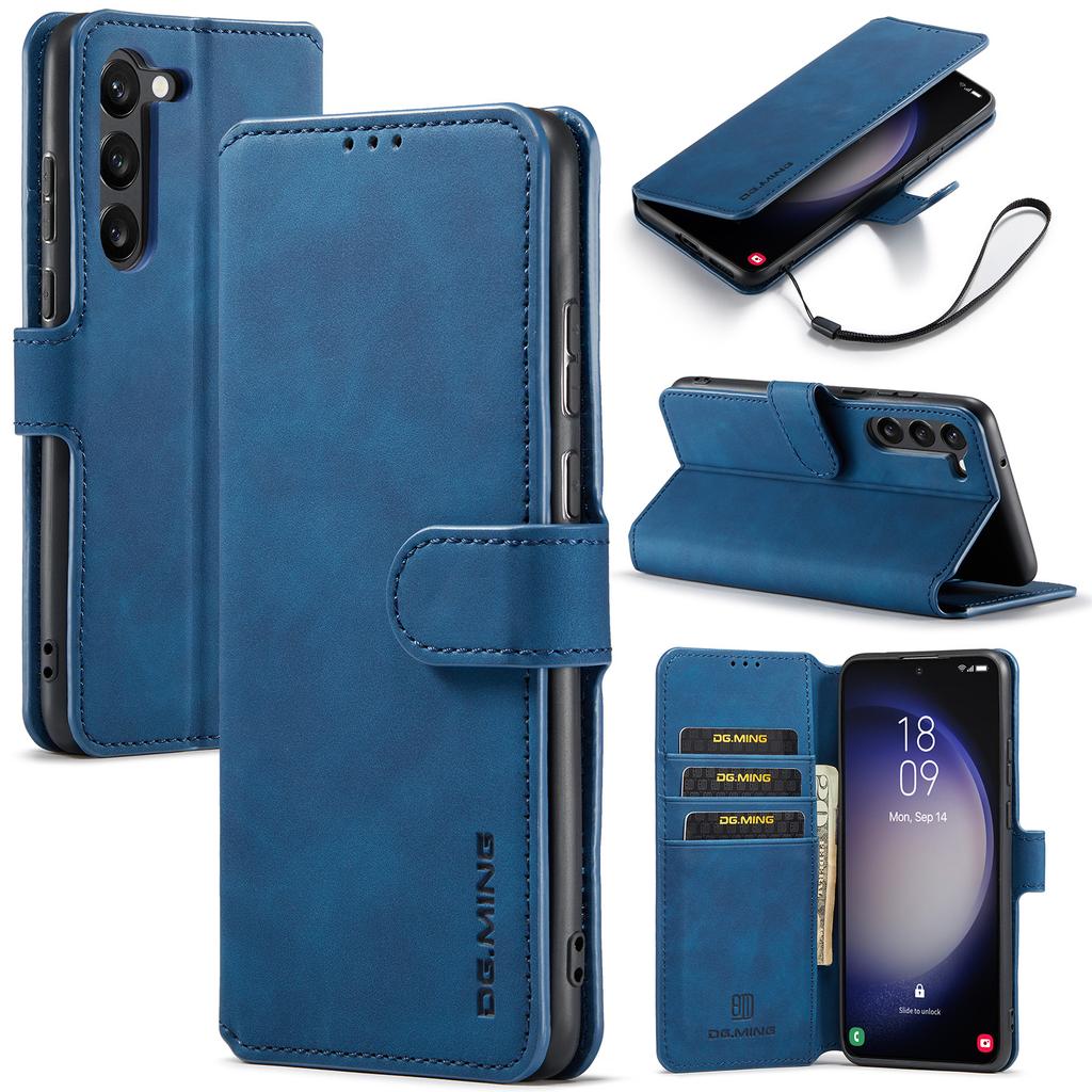 DG.MING For Samsung Galaxy S23 Retro PU Leather Stand Cover Shockproof Wallet Phone Case
