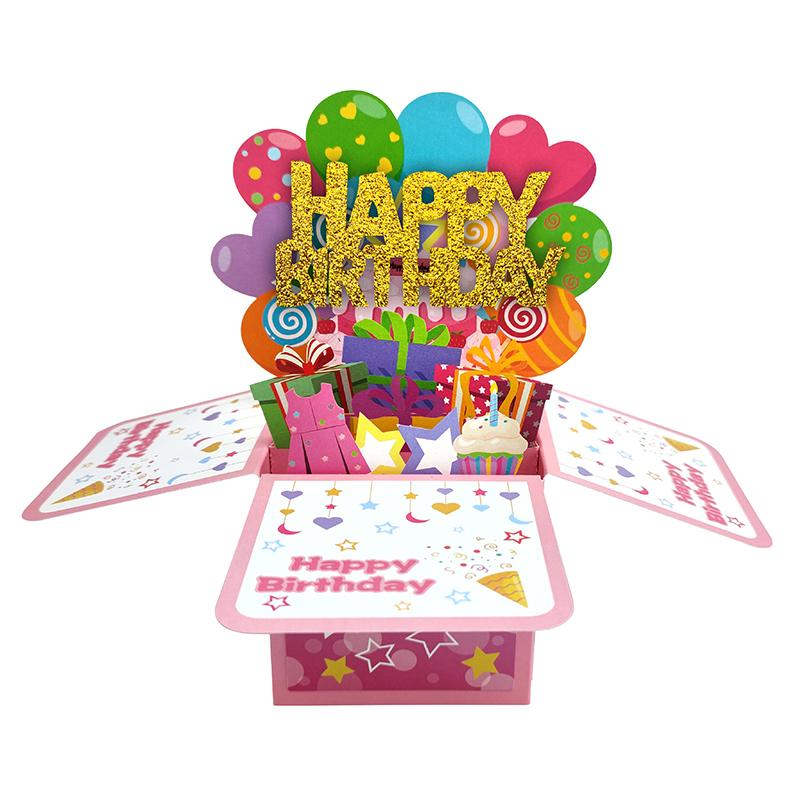 Happy Birthday Card,3D Pop Up Birthday Greeting Card For Baby Gril,Daughter,Granddaughther,Niece With 1 Envelop,1 Message Card
