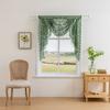 Elegant Tiered Valance Curtain With Lace Trim Rod Pocket Semi-Sheer Floral Checkered Living Room Bedroom