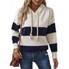 European and American hooded contrast color pullover sweater tops for women autumn and winter loose casual versatile women's sweater tops