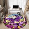 1pc Butterfly StainedGlass Office Round Area Rug, Under Office Chairs Bedroom Living Room Home Decor, Room Deco