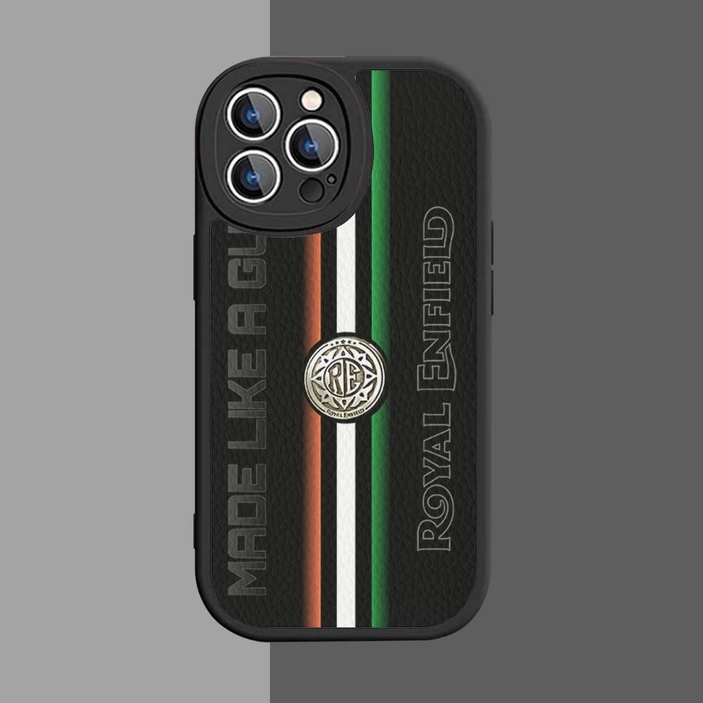 

R-ROYALS E-ENFIELDS Logo Phone Case For IPhone 15 14 13 12 11 16 Pro Max Plus Leather Soft Cover iphone 13pro
