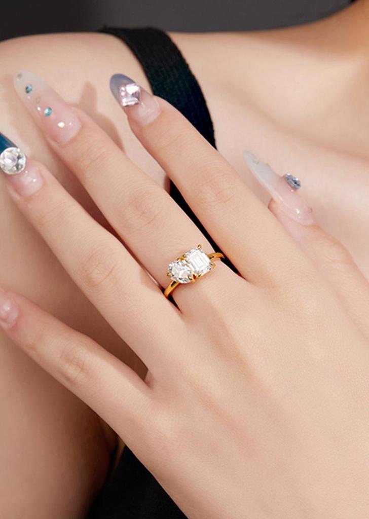 S925 Sterling Silver Irregular Moissanite Women's 3CT Fashion Ring