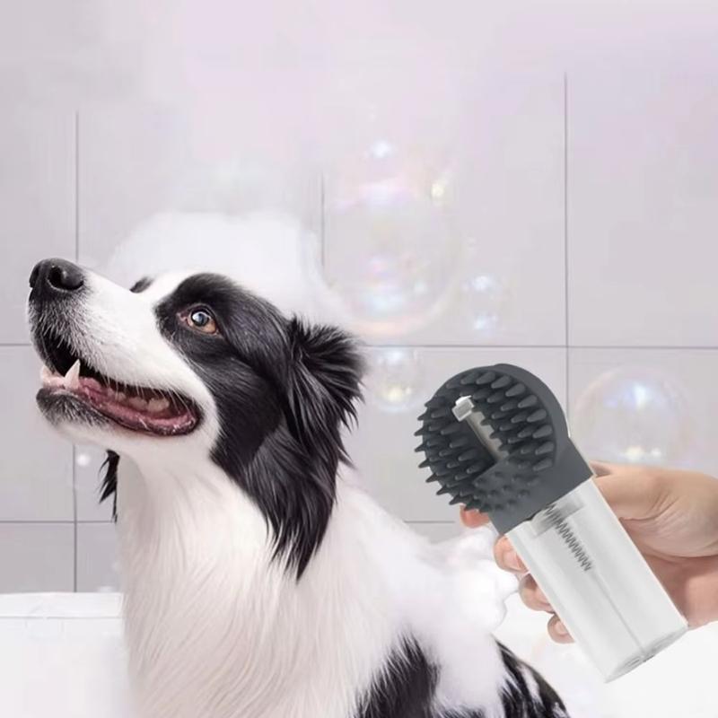 Multifunctional Soft Silicone Dog Hair Brush with Visible Bottle Gentle Massage Bath Detachable Cat Comb Dog Grooming Equipment