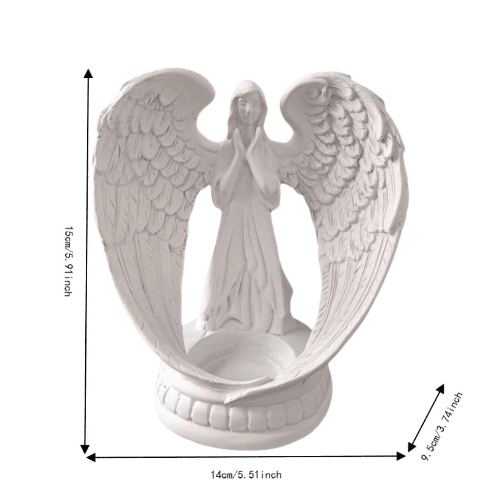 White Resin Carved Figure Candle Holder Decor  Outdoor Courtyard Corner Accent Decor