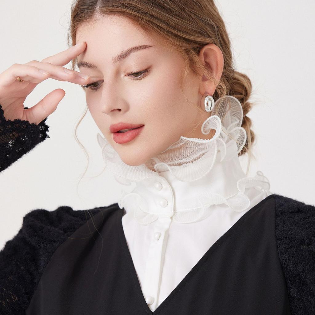 Ruffles Stand Shoulder Fake Collar Ladies Removable Neck Shawl Wrap Shirt Detachable False Collar Clothes Accessory
