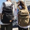 Canvas and Genuine Leather and Unisex Plain Backpack Canvas Simple Military Outdoor Travel Business Trip Rucksack Outdoor Sports College Students High