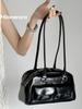 Korean Retro Large-Capacity Bowling Handbag with Small Pocket Design for Women