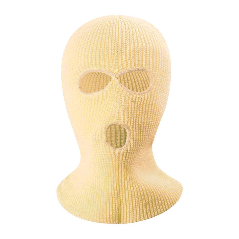 Winter Warm 3-hole Ear protection Embroidery White Knitted Full Face Mask Cover Cap Ski Mask Balaclava Pack for Men