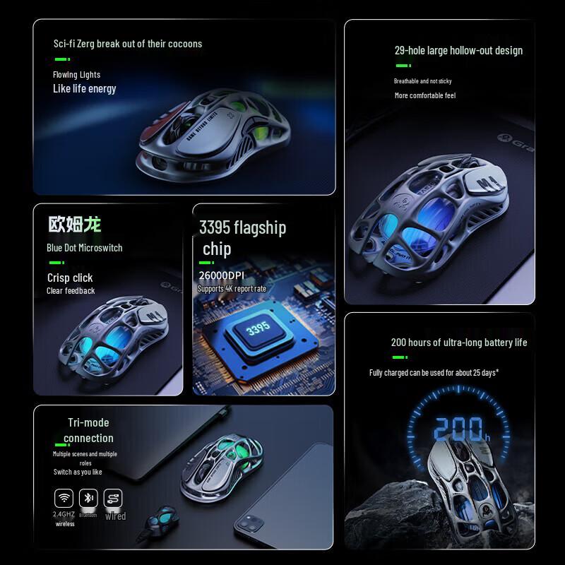 GravaStar M1 Pro Tri-Mode RGB Gaming Mouse