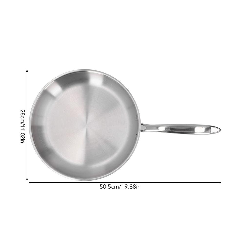 Easy-to-clean, Non-stick Frying Pan with a Long Handle, Stainless Steel Cookware (28cm)