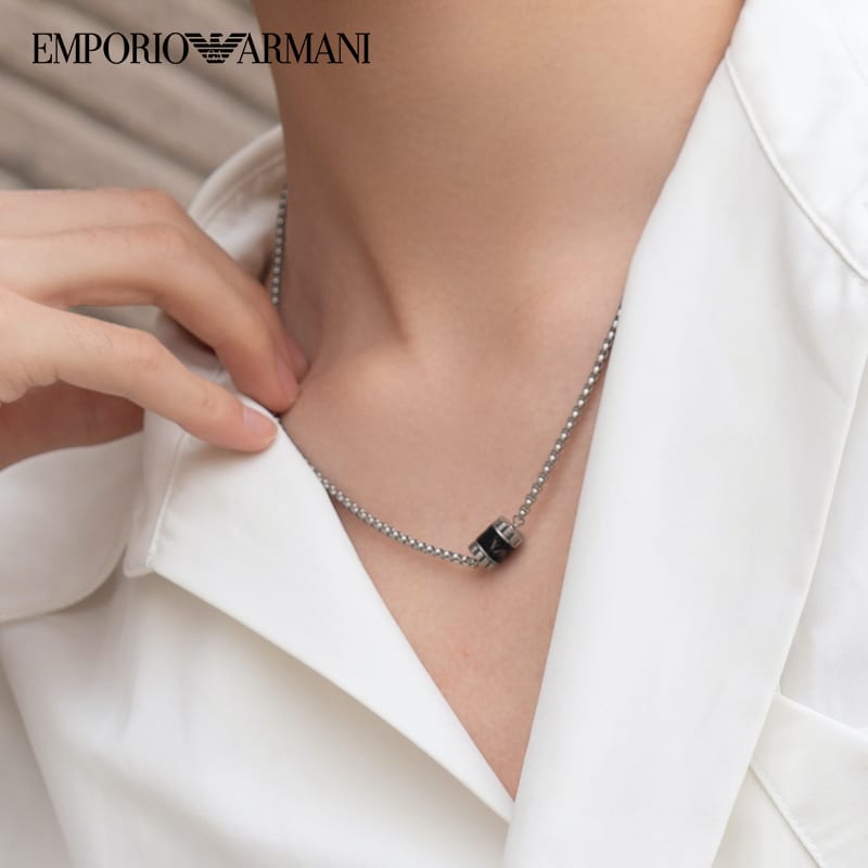 EMPORIO ARMANI Stainless Steel Necklaces Men's Black EGS2844040