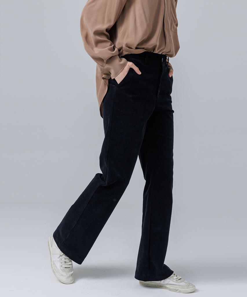 PAGE Corduroy Semi-Bootcut Pants_Black