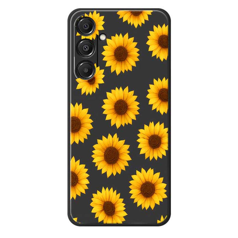 

For Samsung Galaxy A16 5G/4G Case Sunflowers Pattern Printing Straight Edge TPU Phone Back Cover Black