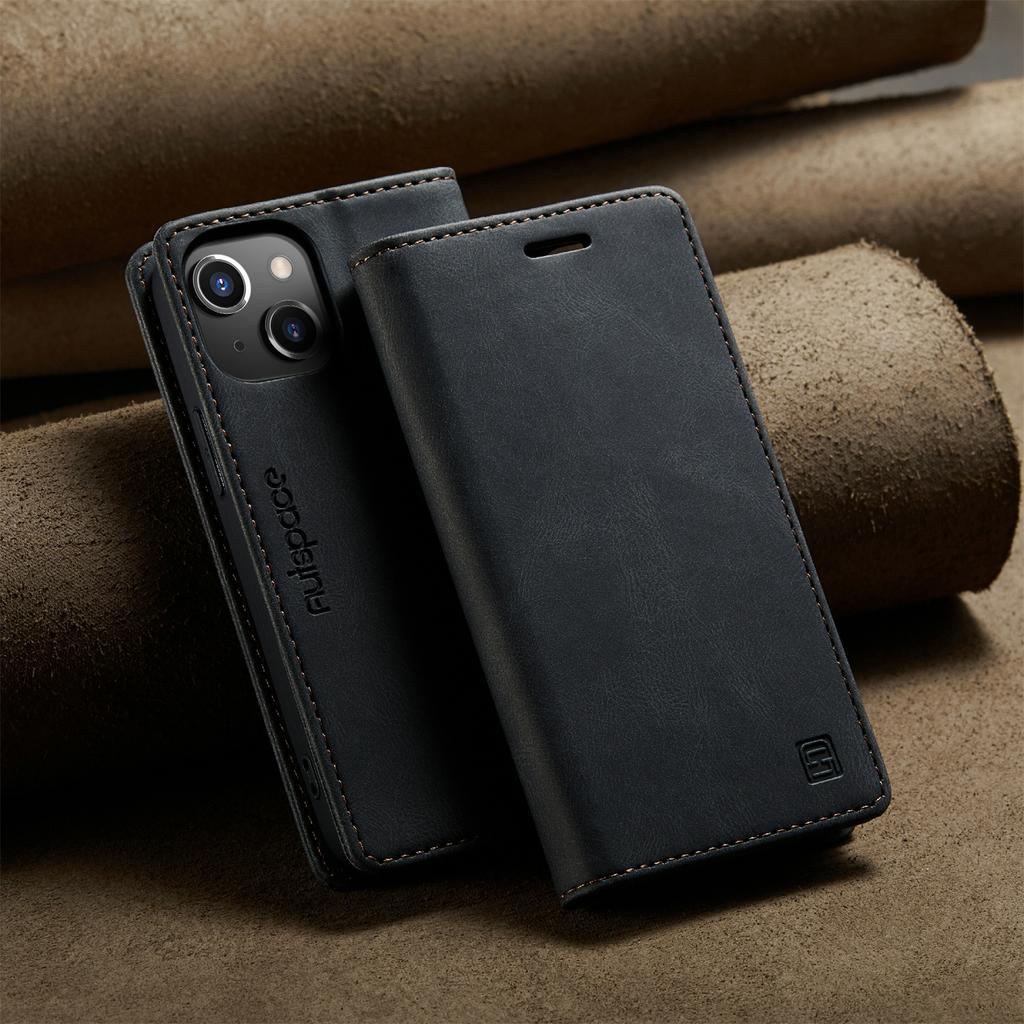 Für iPhone 13 mini Vintage Leder Flip Wallet Hülle mit RFID-blockierendem Kartenschlitz, Mattes Retro Folio Cover für Damen Herren (4 Farben)