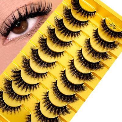 NEW 10pairs Cat Eye Eyelashes 3D Natural False Lashes Fluffy Soft Cross Manga Lashes Wispy Natural Eyelash Extension Makeup