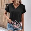 vintage women floral print t shirt short sleeve v neck tops comfortable t-shirts
