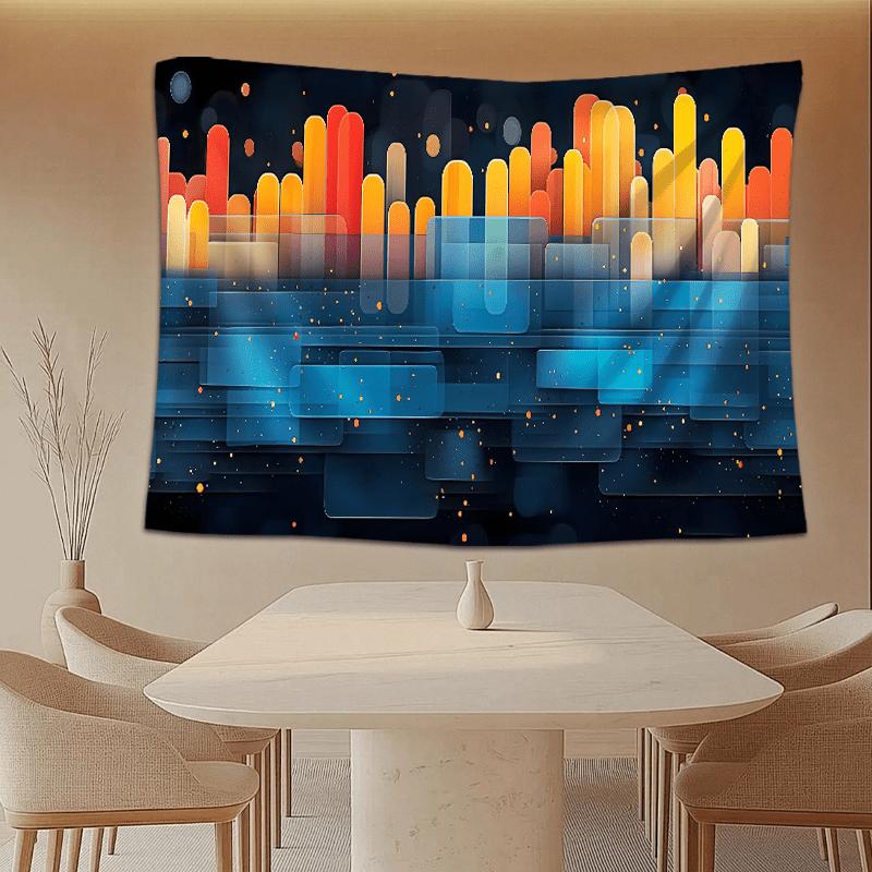 VIKAMA Abstract City Nightscape Table Runner Modern Luxury Dining Table Decor Cloth Nordic Style Home Kitchen Coffee Table Cover 74x94cm(29x37in)