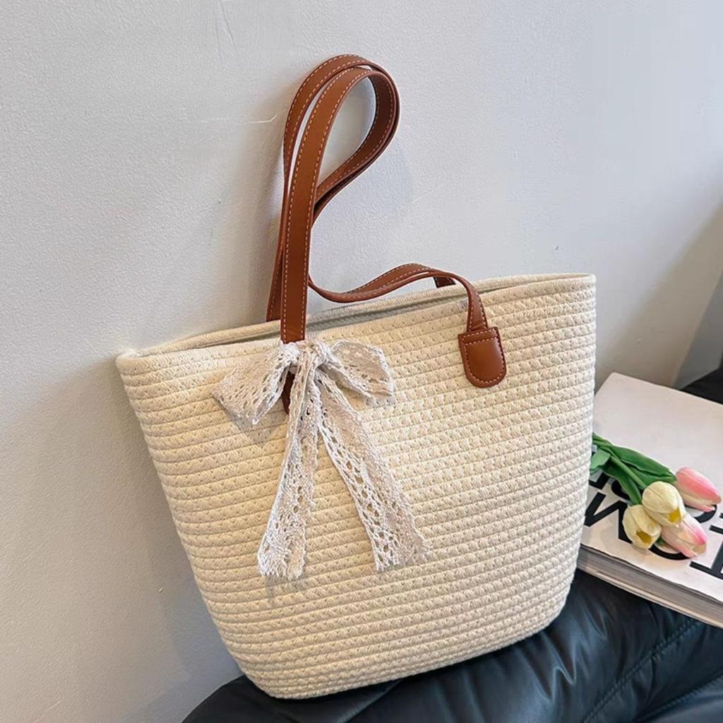 Handwoven Summer Beach Shoulder Tote Bag - Large Capacity Commuter Woven Bag for Women