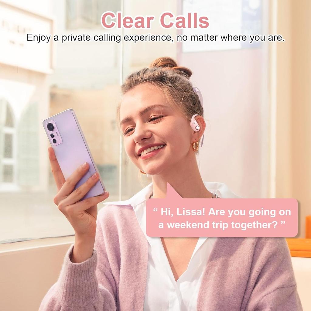 Open Ear Earbuds, Bluetooth 5.3 Wireless Air Conduction Headphones with Mic, LED Display Charging Case&Fast Charging, Ultra-Light Weight, 80H