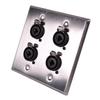 Seismic Audio Stainless Steel Wall Plate 2-Gang XLR and 1/4 Inch Combo Connectors