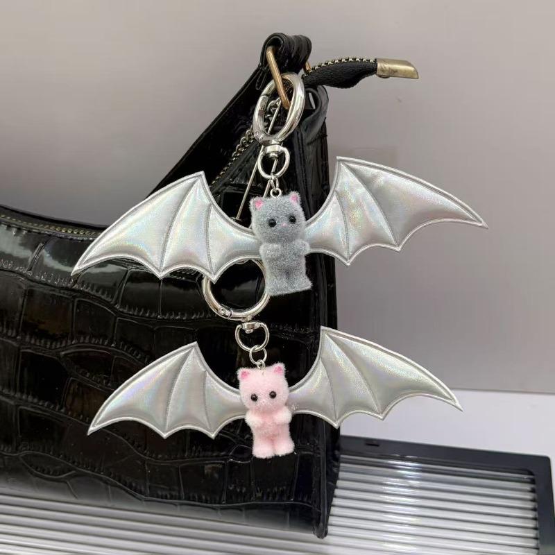 Halloween Dark Devil Sweet Cool Devil Cat Plush Bat Wing Bag Charm Dark Phone Pendant Decoration Key Chains Bag Charm