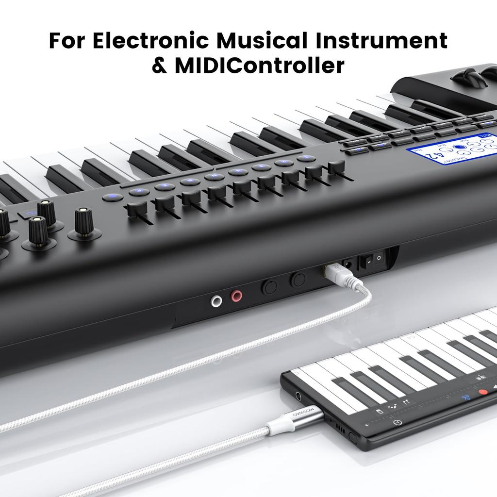 MOSWAG USB C Typ C auf Midi Kabel USB MIDI Kabel für Laptop MacBook Audio Interface auf Midi Midi Drucker Aufnahme und mehr 6.6FT/2M Controller,