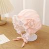 Baby Girl Lace Flower Princess Bucket Hat Spring Autumn Thin Breathable Sunshade Cap for Infants and Toddlers