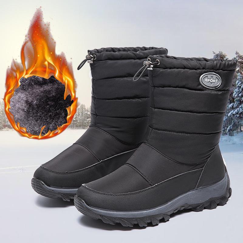 Women's Waterproof Plus Velvet Winter Snow Boots - Large Size, Thick Cotton, Mid-Tube Warmth