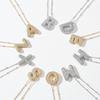 Light Luxury Brass 26 English Bubble Letter Zircon Large Pendant For Women's Party Jewelry Necklace