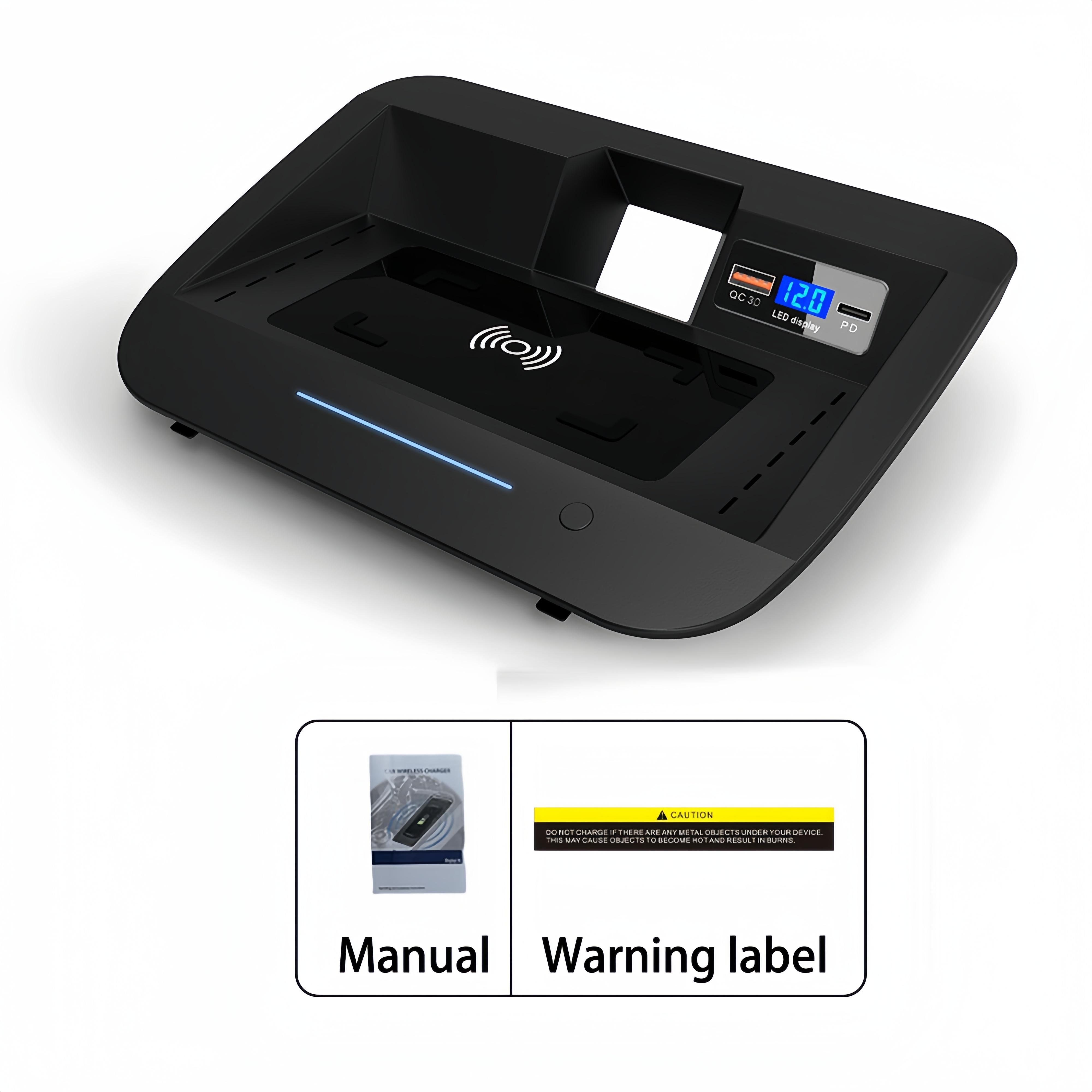 

Индукционная зарядная площадка QI 15 Вт для телефона iPhone беспроводная зарядка автомобильные аксессуары для Toyota Rav4 2020 2021 2022 2023 2024 RLHD чёрный