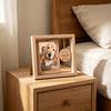 Pet Memorial Wooden Photo Frame, Rotatable Dog Cat Picture Display Frame, Desktop Decorative Photo Holder for 4x6-Inch Photos