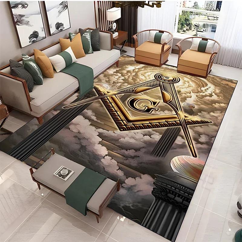 Masonic Illuminati Carpet Living Room Bedroom Sofa Coffee Yoga Rugs Kitchen Door Un-Slip Mats Alfombra Birthday Gift Poster Mat