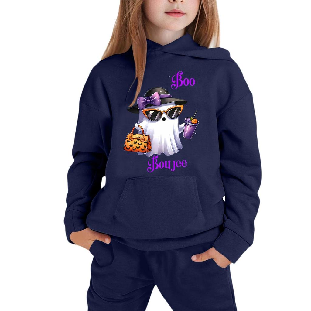 Kids Hooded Sweatshirt Halloween Graphic Pullover Top Long Sleeve Casual Fit Soft Fabric Comfortable Design Suitable for Everyday Wear