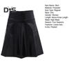 Womrn Club Skirt Glossy Surface Faux Leather A Line Loose Hem Elastic Waist High Waist Pleated Soft Performance Cocktail Party Mini Skirt