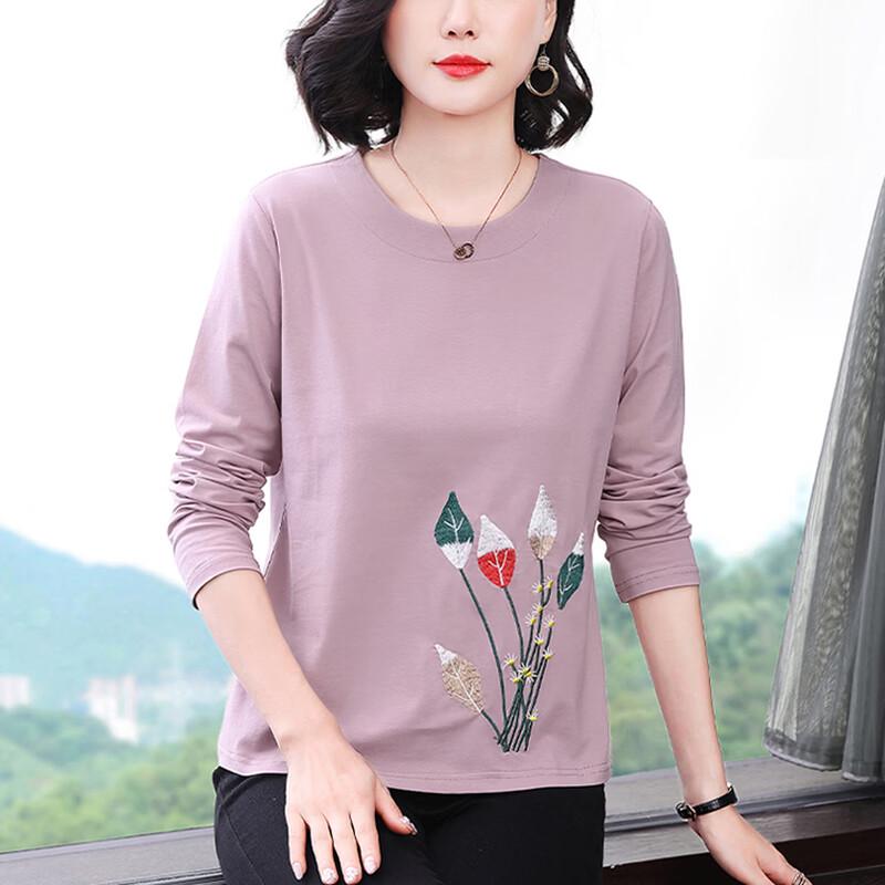 Etam Women's Long-Sleeve Embroidered Crewneck T-Shirt