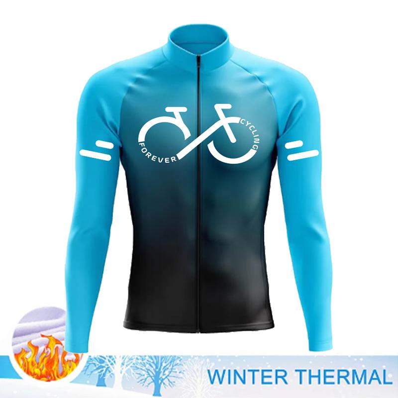 2025 Winter Gradient Color Cycling Jersey Men Winter Thermal Fleece Cycling Clothing MTB Sportswear Cycling Jacket Ropa Ciclismo