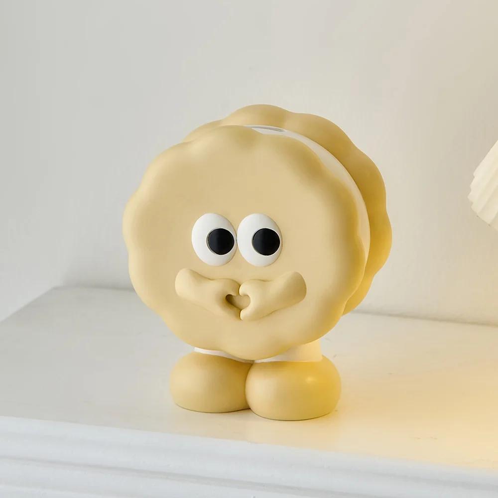 Resin Cookie Shape Storage Creative Cute Original Works Home Ornaments Coin Storage Jar Money Box For Kids Birthday Gift