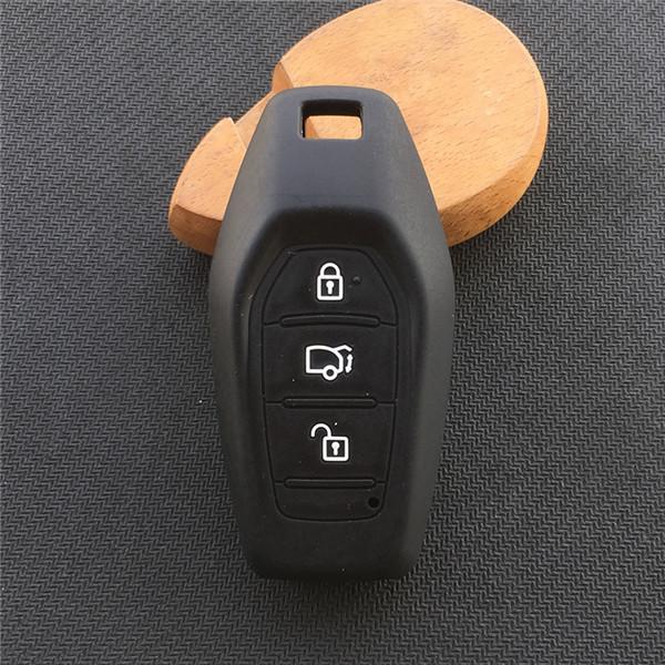 ZAD Silicone Rubber Car Key Case Cover Shell Skin Bag Holder Set for Mahindra India Car Accessory 3 Buttons Key Fob Protection