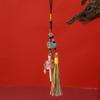 Tibetan Six-Character Mantra Hand-Cranked Wheel Keychain Pendant with Tassel