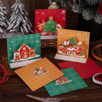 3D Creative Christmas Greeting Card Set with Hot Stamped Envelope